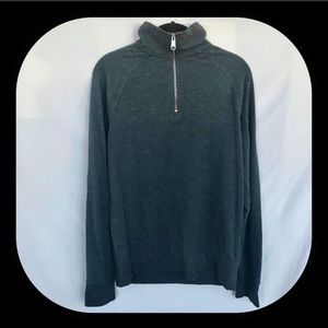 Men’s Dark Blue Heathered Knit 1/4 Zip Long Sleeve